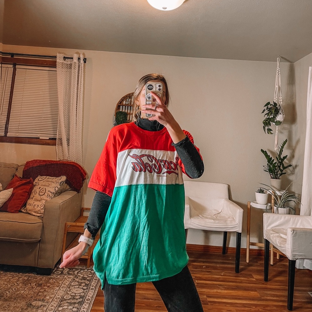 Vintage coco cola shirt striped oversized